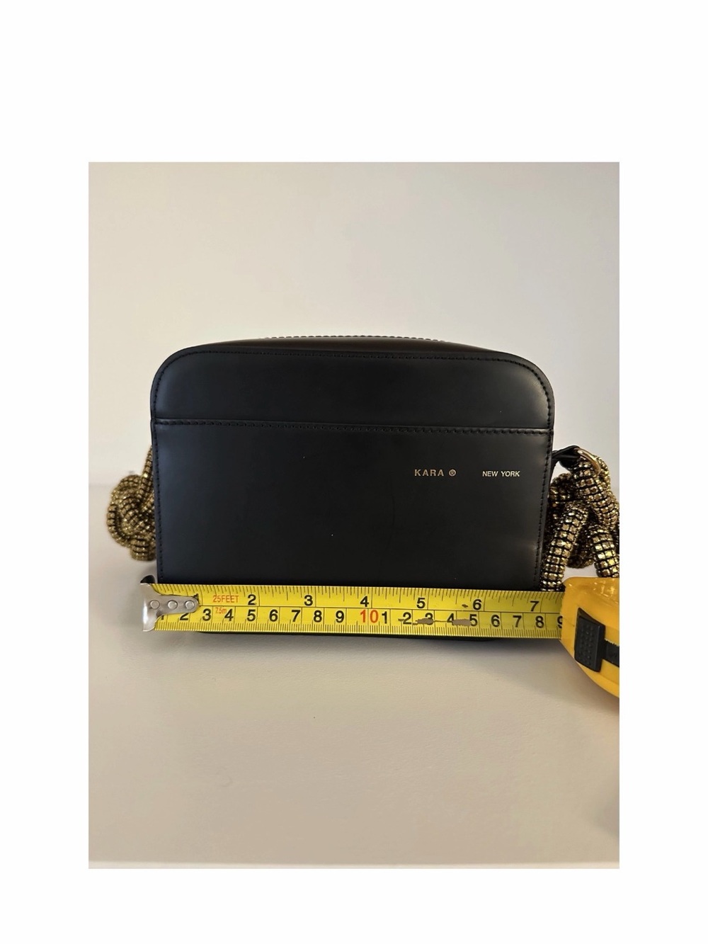 Black Crossbody Camera Bag with Decorative Gold Rope Strap - Picture 6 of 8